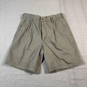 Vintage Nike Golf Khaki Pleated Chino Shorts Mens 32 Cotton 90s Y2K